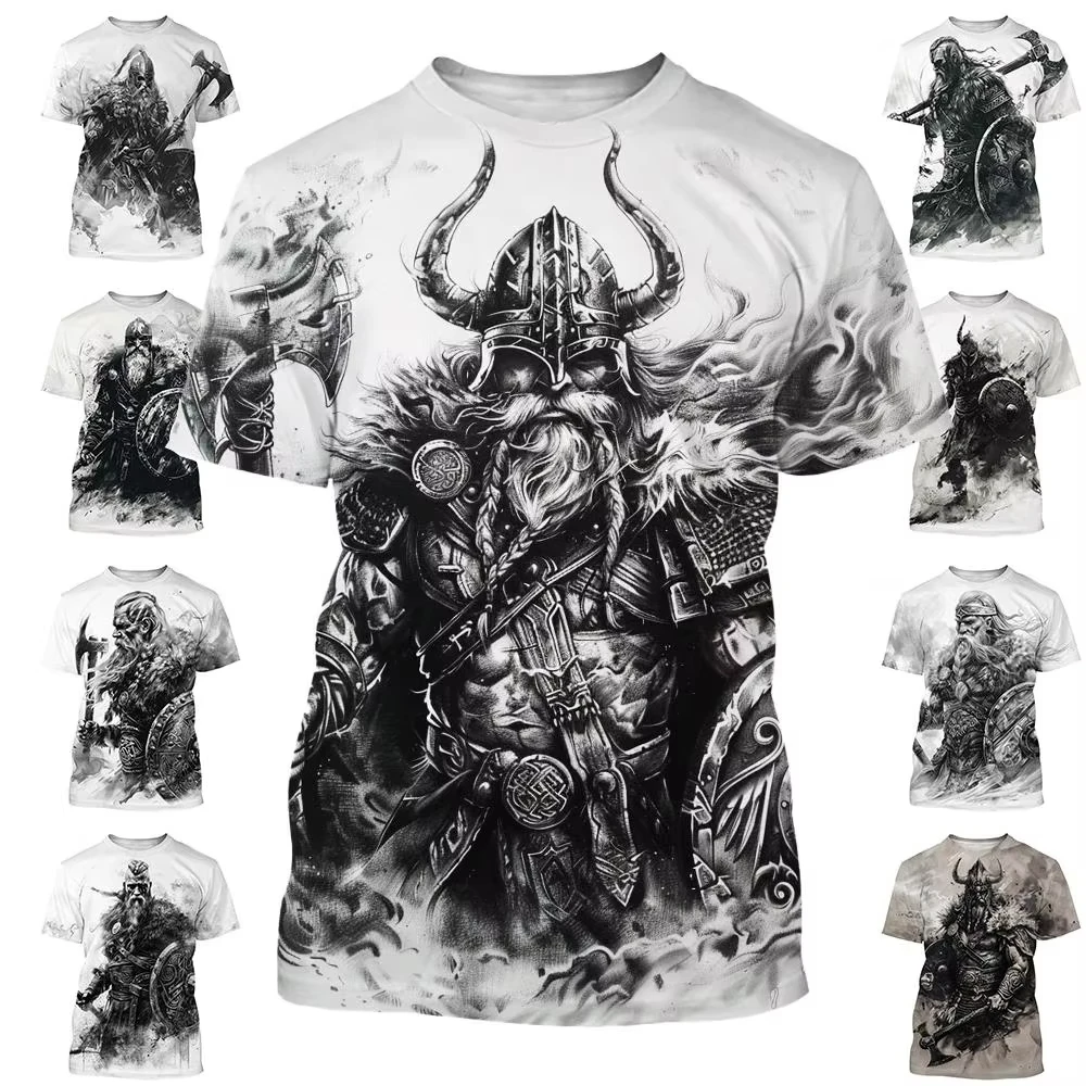

Vintage Viking Warriors 3D Print T-Shirts Summer Men O-Neck Short Sleeve T shirt Casual Oversized Tops Streetwear Kids Clothing