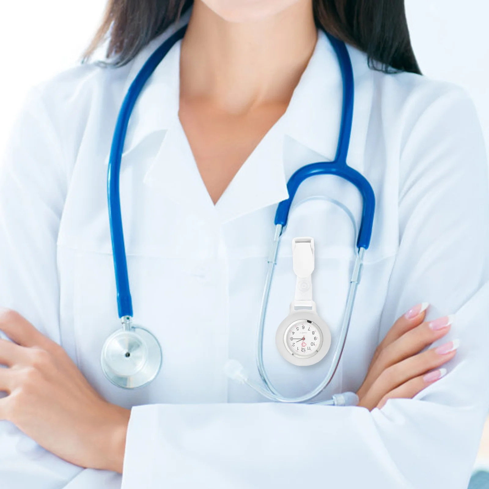 Portable Silicone Clip Nurse Watch White Pocket Watches Professional Accessories Multifunction Durable Nurse Liner