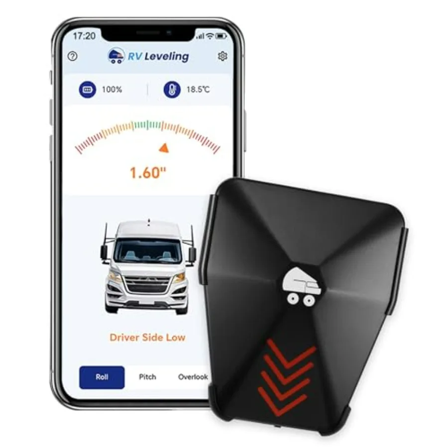 Wireless RV Leveling System for Campers Bluetooth RV Leveler with Phone App RV Level Accessories in Black Easier to Level Trave