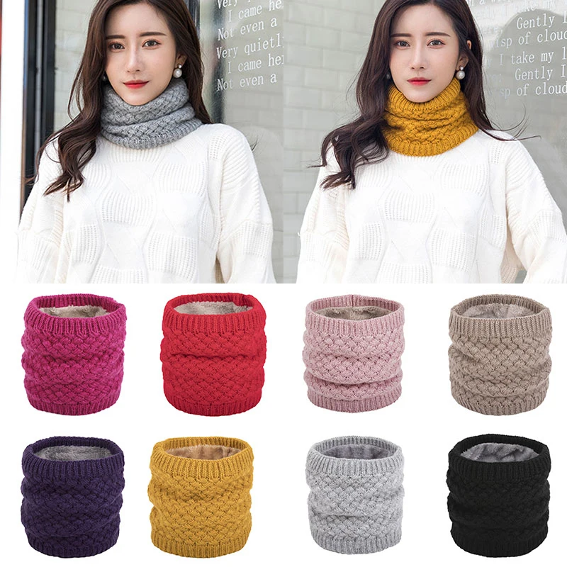 Winter Scarf For Women Children Baby Warm Cotton Brushed Knit Neck Warmer Circle Ski Climbing Scarf Neck Scarves Men Mufflers