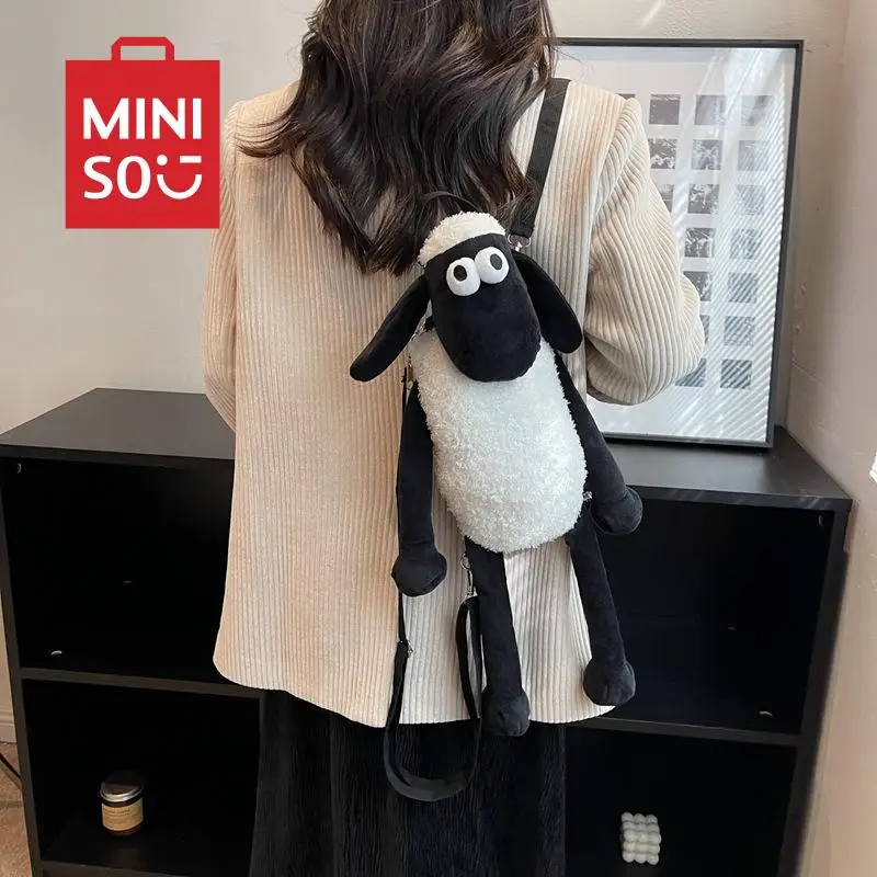 MINISO Shaun The Sheepsss Backpack Kawaii Funny Anime Character Design Classic Backpack Travel Storage Student Creative Backpack