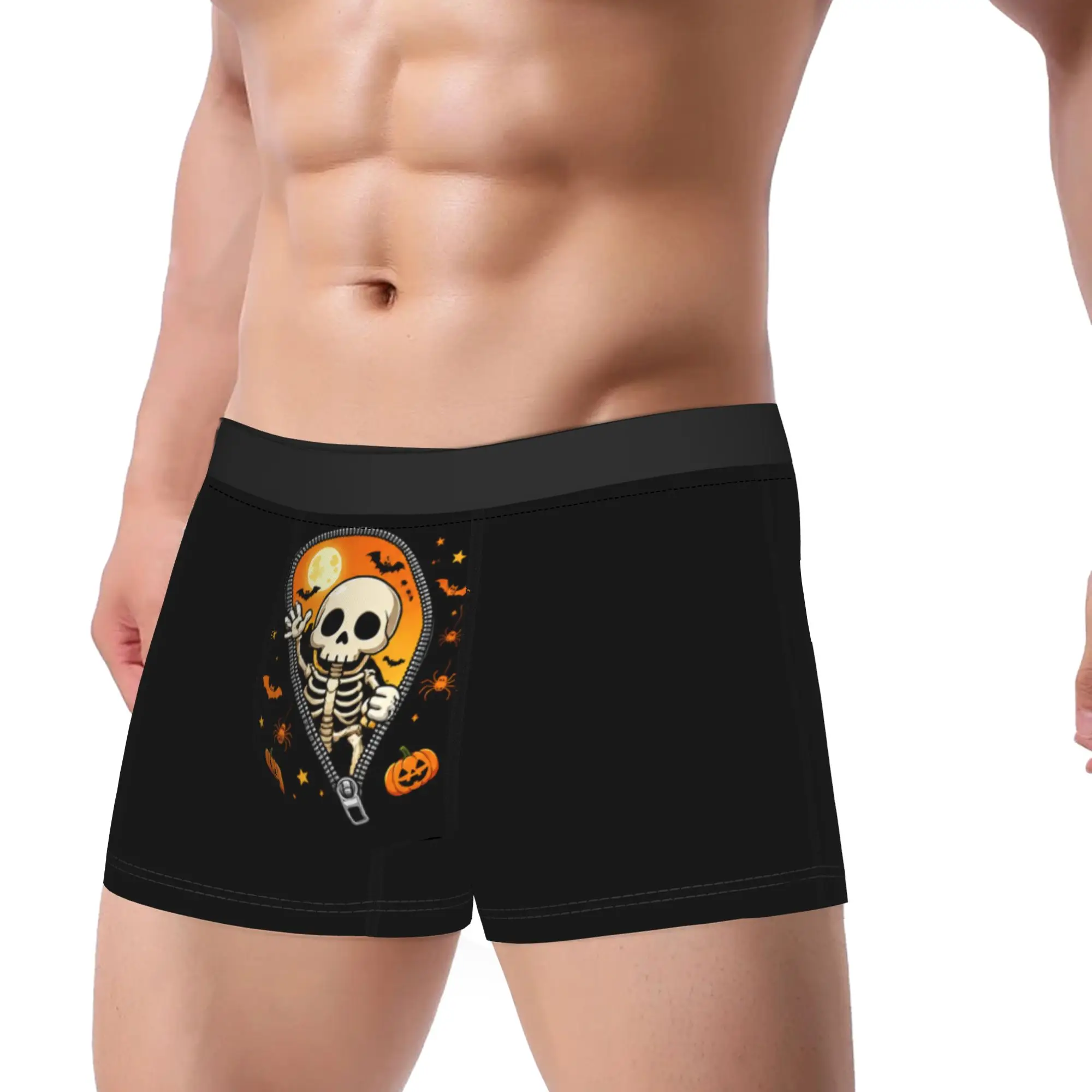 Halloween Skeleton Skull Zipper Spooky Accessories Boxers Briefs Fun Underwear  Boxer Briefs Gag Gifts For Man