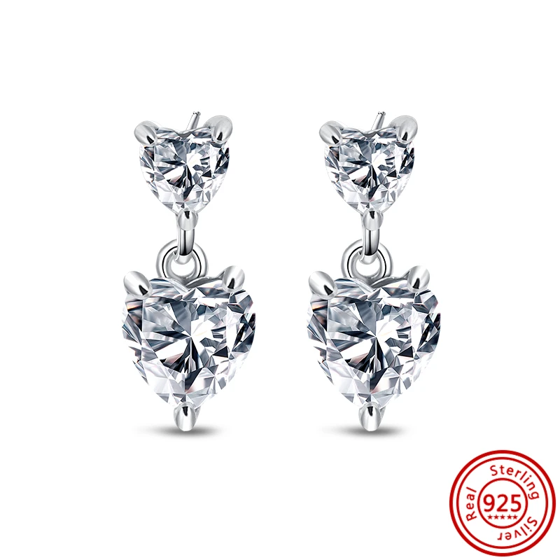 925 Sterling Silver Sparkling Clear Zircon Charms Earring Butterfly Heart Eternal Pavé Hot Selling Earrings Women Fine Jewelry