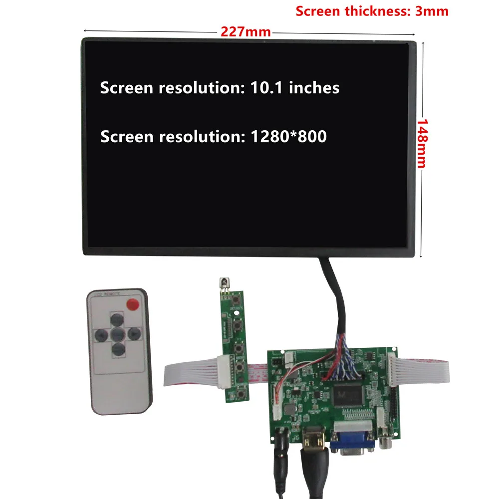 10.1 بوصة IPS شاشة عرض LCD HDMI-متوافق/VGA/AV لوحة تحكم السائق ل Lattepanda ، Raspberry Pi Banana Pi