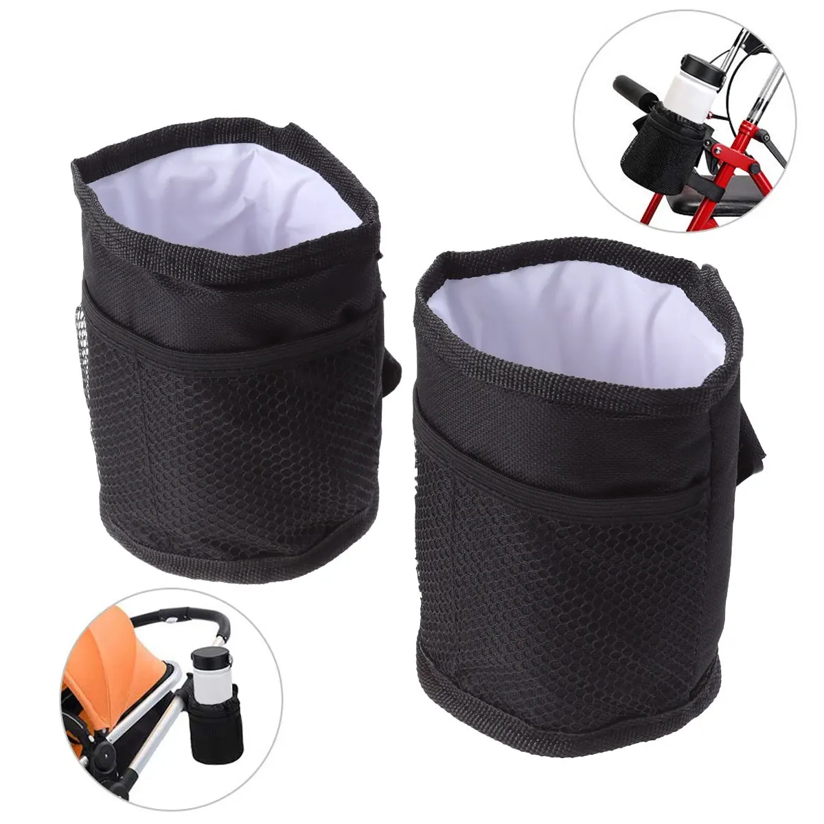 

1 pc Insulated Bag Thickened Portable Stroller Hanging Mug Holder Eva Compartment Waterproof Side Mesh Design For Baby Carriage