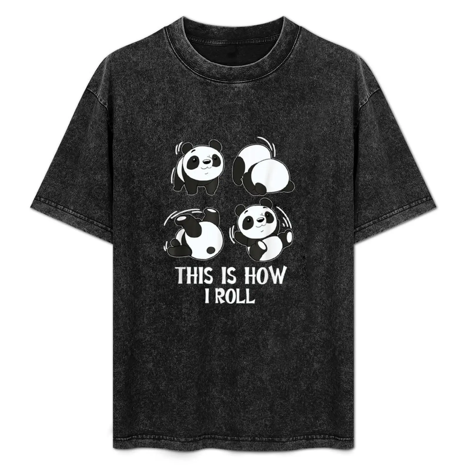 

this is how i roll baby panda T-Shirt Simple Casual Short Sleeve Cotton T-Shirt