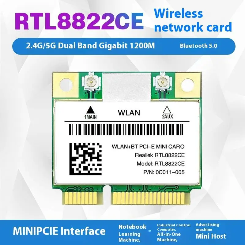 

1 Set For Laptop/PC Windows 10/11 RTL8822CE/RTL8821CE Wifi Card And Antenna 802.11AC Network Mini Pcie BT5.0