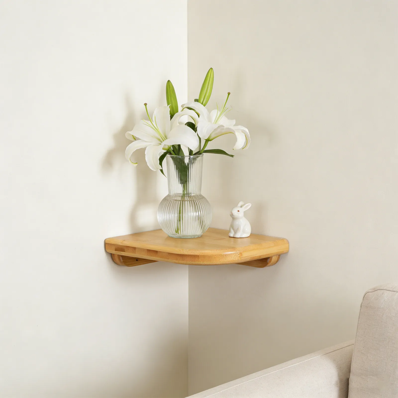 Corner Shelf Wooden Small Floating Wall Mounted Shelf 5.9x5.9 Bedroom Bathroom Organizer Rounded Edges Storage Rack