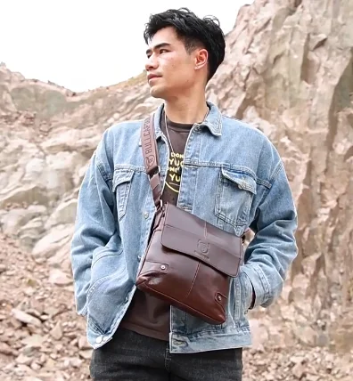 الراقية الرجال الجلد الحقيقي كتف واحد حبال جلد البقر الأعمال اللوحي تخزين سعة كبيرة حقيبة كتف واحدة