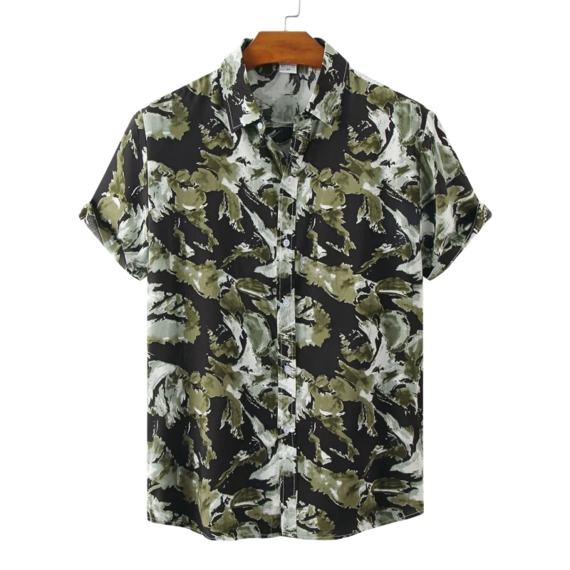 

T-shirt Men's Oversized Shirt Men‘s Dress Shirts and Blouses Korean Popular Clothes Tiki T-shirts Man Beach Hawaiian Clothing