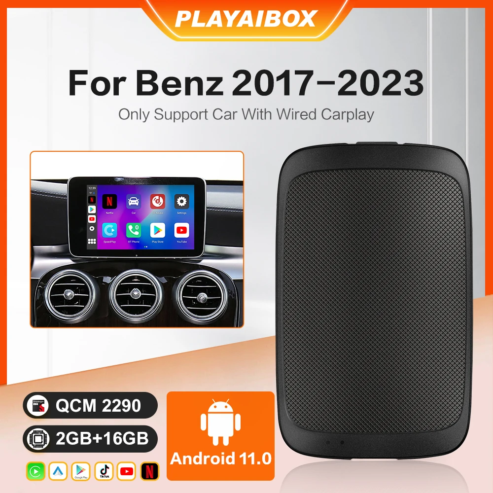 PLAYAIBOX Carplay Ai Box Android Auto Wireless Carplay For Netfli For Benz A‑Class Vito CLA‑Class SprinterMetris Citan GLB‑Class