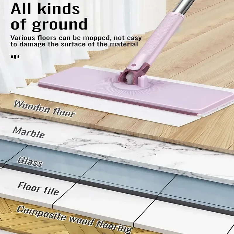 2026 New Design Lazy Clip Flat Mop Hands‑Free Floor Cleaning Tool Household Dry Wet Mop For Disposable Facial Towels