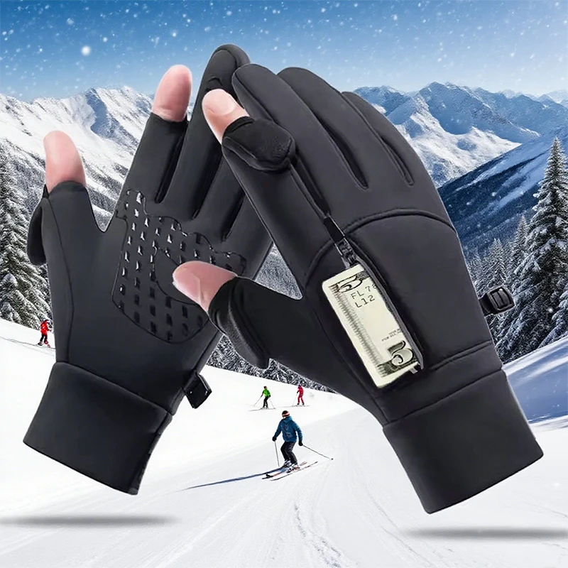 Winter Warm Touch Screen Gloves Outdoor Windproof Waterproof Cold-proof Gloves Men Driving Cycling Fishing Ski Gloves