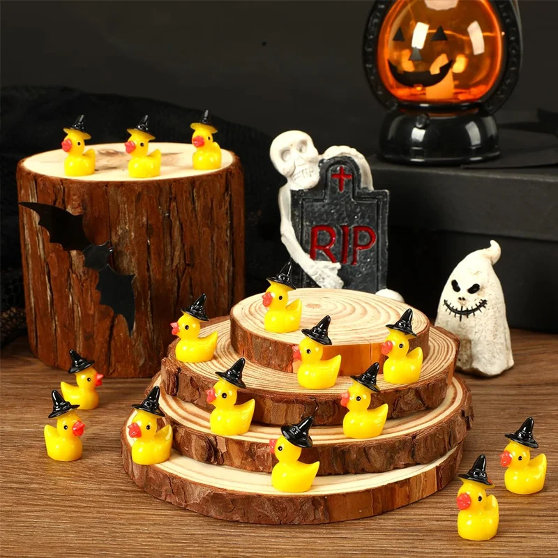 5/10Pcs Mini Resin Witch Duck Miniatures, Cute Animals Figurines for Fairy Garden Micro Moss Landscape DIY Craft Home Decoration
