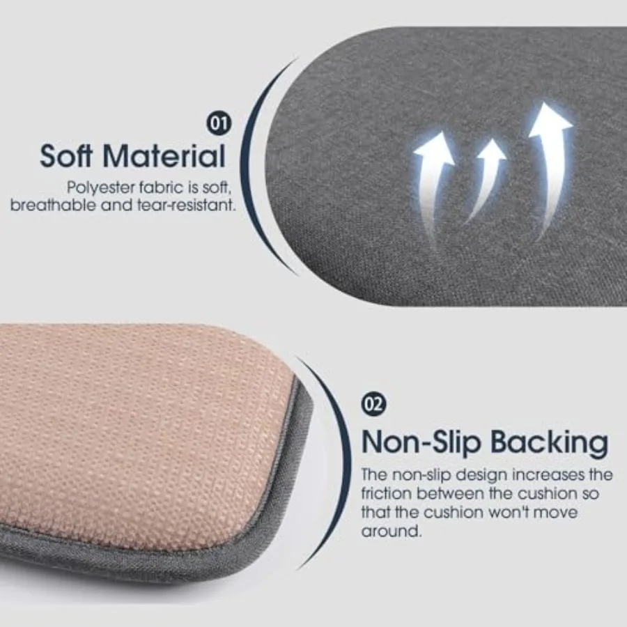 Chair Cushions, 4 Pack Memory Foam Chair Pads, Seat Cushion, Kitchen Chair Cushions Set of 4, Anti-Slip Backing and Fixed Strap