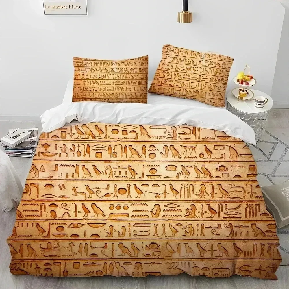 Egyptian Mythology Pharaoh Hieroglyphics Bedding Set Bedroom Soft Modern Bedspreads Comefortable Duvet Cover Quilt Pillowcase