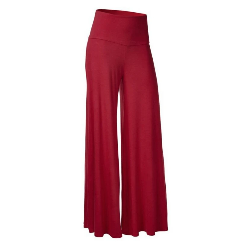 Womens High Waist Wide Leg Maxi Long Pants Solid Color Office Lady Loose Stretch Pleated Palazzo Lounge Trousers S-4XL