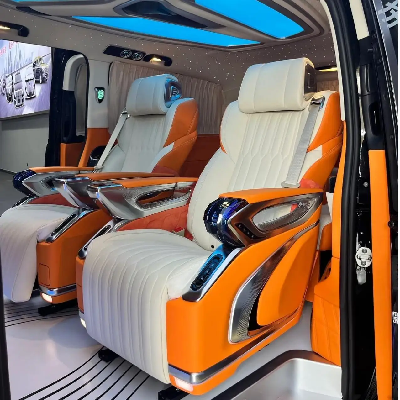 DOS Luxury Swivel Leather Captain VIP Seats For Toyota Hiace Super Grandia & Mercedes‑Benz Vito Van Interior Tuning Parts
