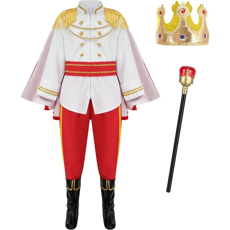 

Boys Prince King Charming Costume Royal Role Play Outfit for Birthday Halloween Cosplay Dress Up Stage Performance Clothes