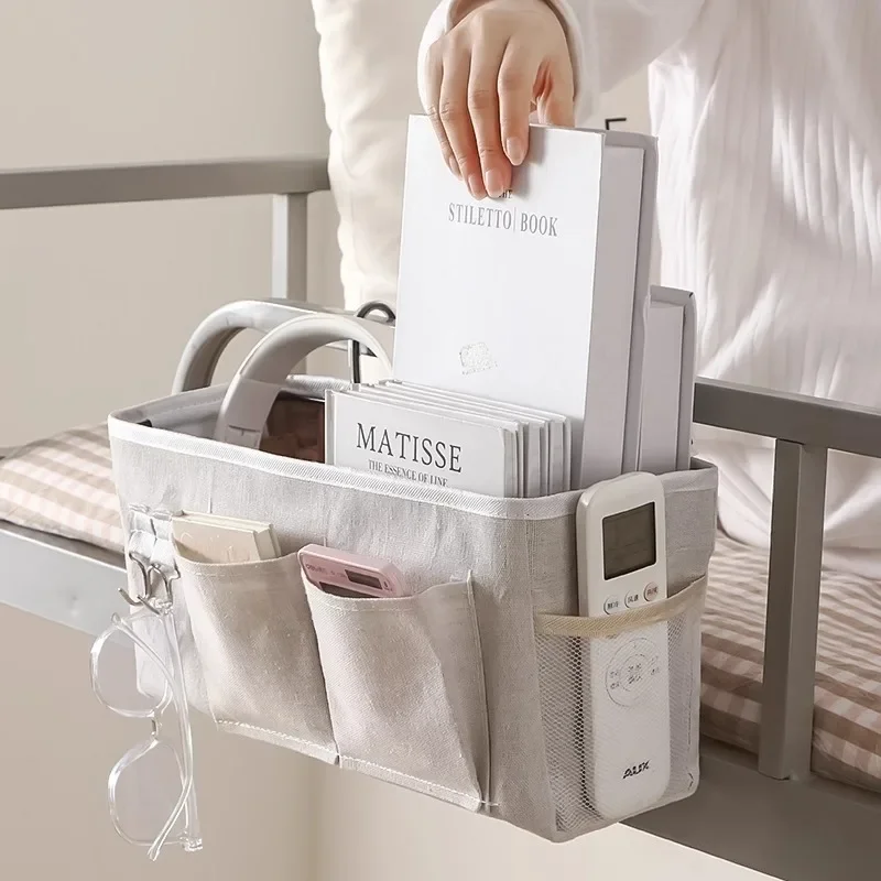 Multi-Pocket Bedside Hanging Storage Bag, Dorm Bunk Bed Overbed Organizer, Large Capacity for Bedroom Office