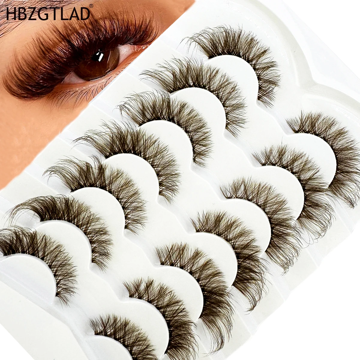 New Brown Lashes False Lashes Natural Look Eyelashes Cat Eye Faux Mink Lashes with Clear Band Wispy Fake Eyelashes Lash Strips