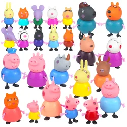 Peppa Pig-ピンクのおもちゃセット,アクション人形,ジョージと25人の友人,家族のおもちゃ,ママとパパ,アニメパーティーのおもちゃ,子供のためのクリスマスプレゼント