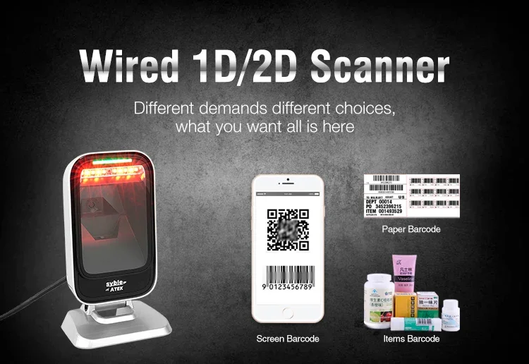 AK-9208H Syble Vertical QR Code Reader Android 2D Omnidirectional Desktop Barcode Scanner