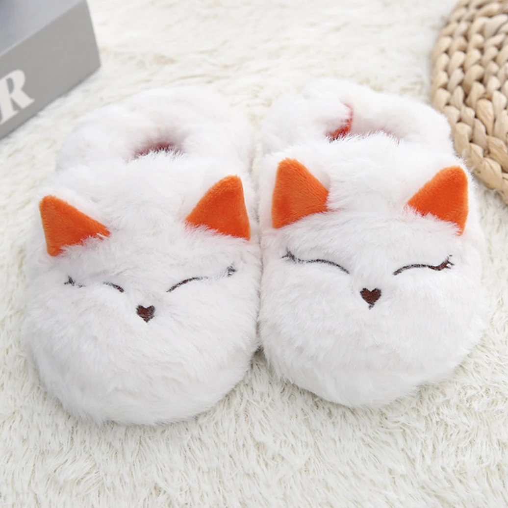 Toddler Boy Slippers for Winter Girl Warm Floor Shoes Idoor Cartoon Fox Kid Anti-slip Soft Rubber Sole House Footwear Baby Items