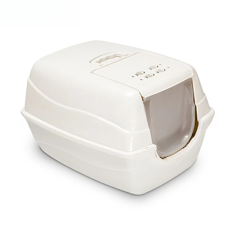صندوق فضلات القطط كبير الحجم، شبه مغلق، كبير جدًا، ماين، موتبيت، مرحاض مقاوم للرذاذ، صندوق شرف القطط.