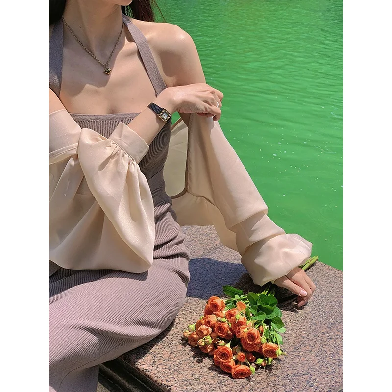 

Женская тонкая накидка-кардиган для защиты от солнца, летняя, с открытыми плечами, для ношения поверх платья, в стиле фей, с узором «Снежинка Отаго»