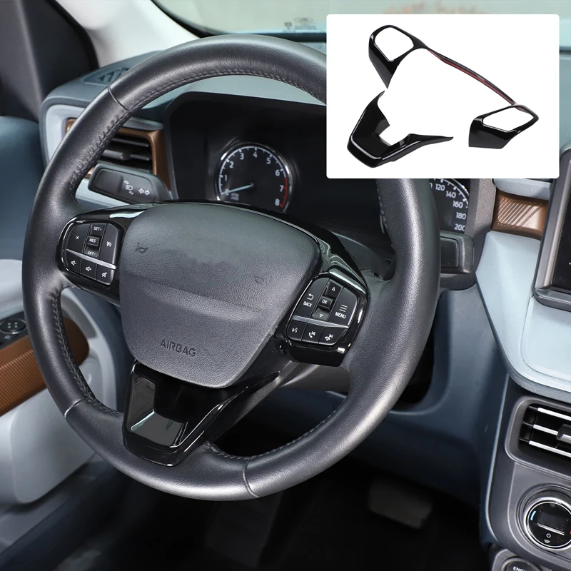 

2pcs/set Car Steering Wheel Sequins For Ford PUMA 2019-2024 ABS Glossy black Decoration Accessories