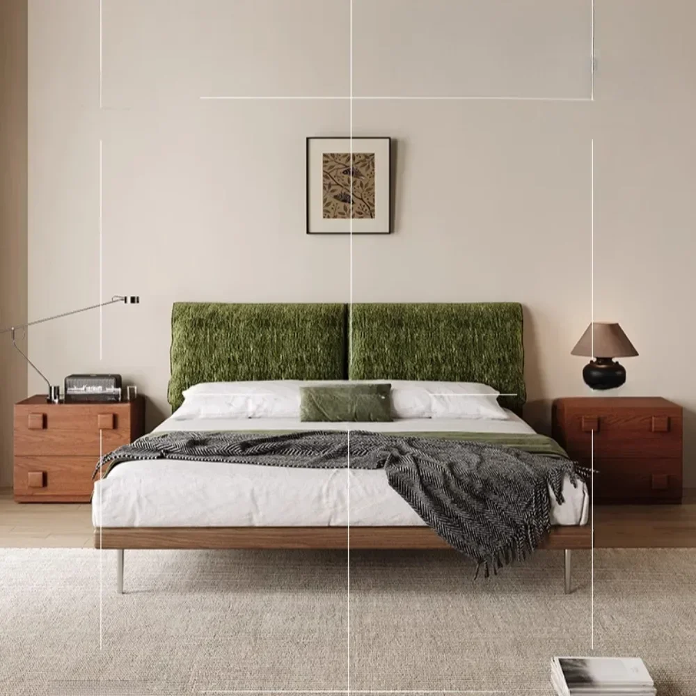 

Fancy Nordic King Size Bed Frames Luxury Queen 180x200cm Headboard Bedroom Beds Lounge Adults Frame Home Bedroom Furniture