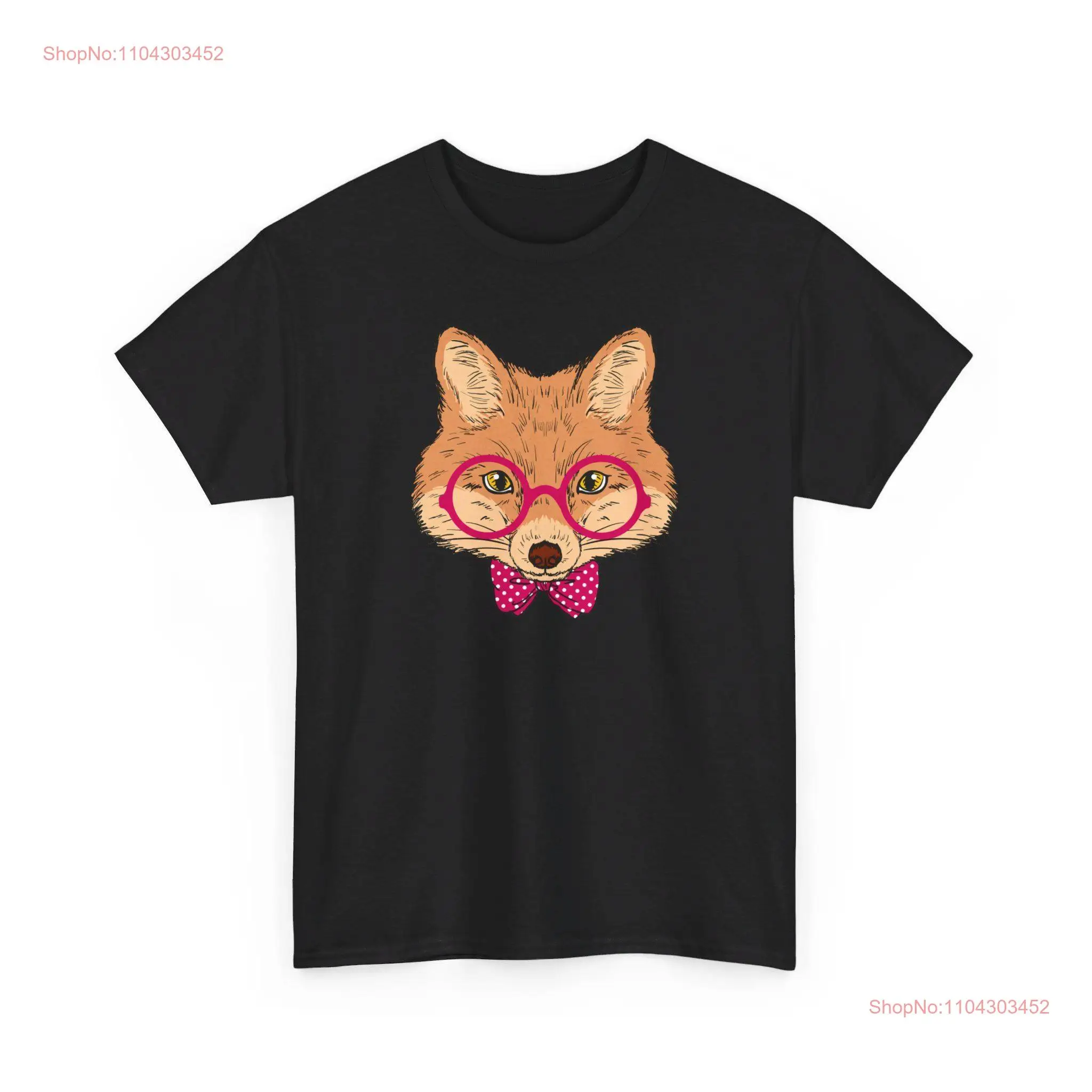 Cute Fox T Shirt Animal Lover GifT Unique Wildlife Inspired Design Fun Glasses Bowtie Style long or short sleeves