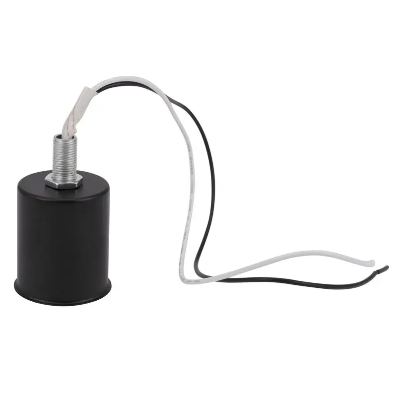 5X E27 Screw Base Round LED Light Bulb Lamp Socket Holder Adapter Metal Lamp Holder With Wire Black