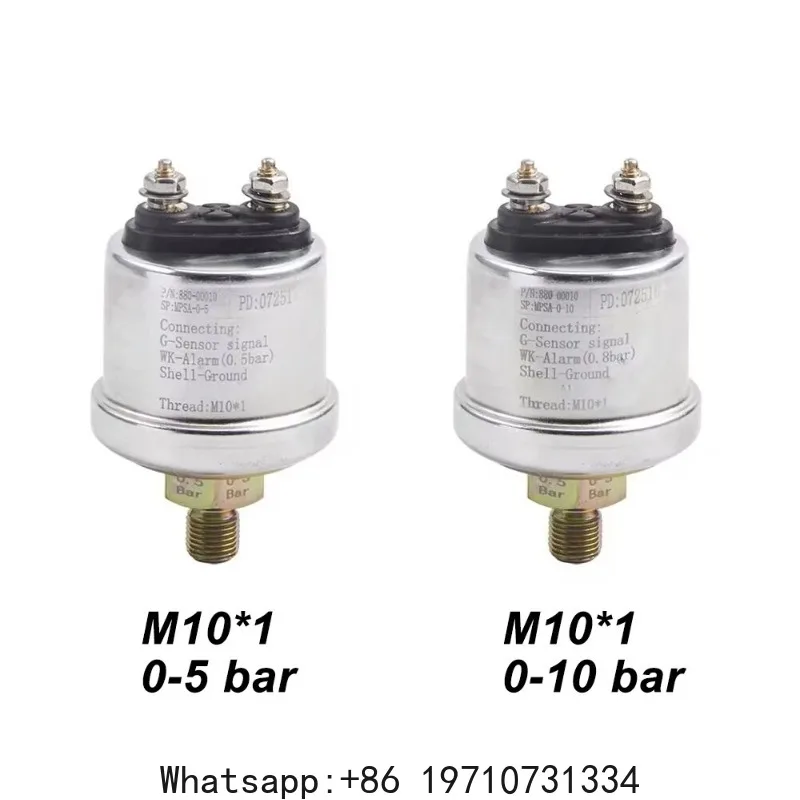 

0-5bar 0-10bar 0 to 10 Bar M10*1 Oil Pressure Sensor Switch Match With Oil Pressure Gauge Diesel Generator Parts Accessories