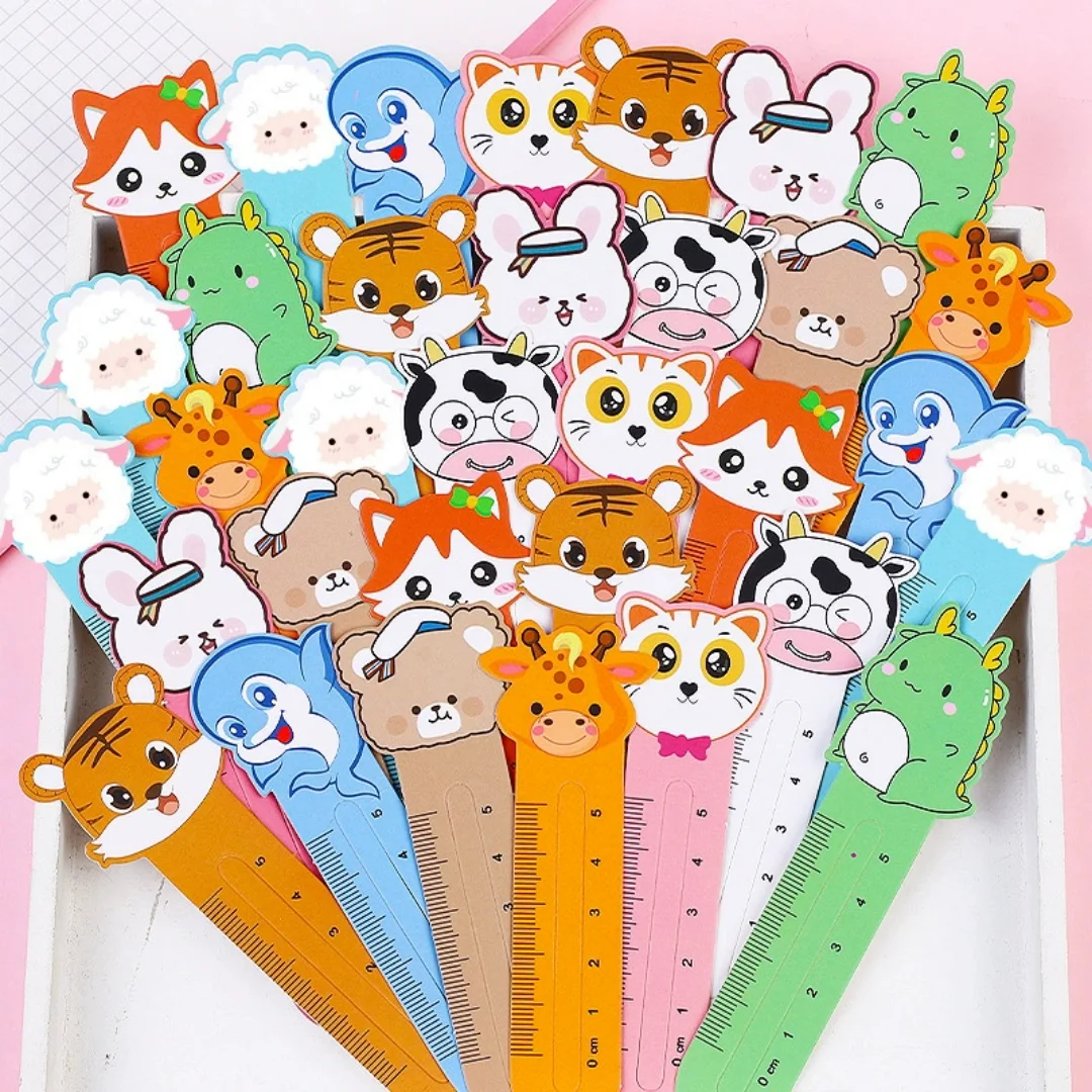 50Pc Cartoon Animal Dual Purpose Bookmark Ruler Multifunctional Stationery For School Office Planner Decor Kid Party Favor Gift