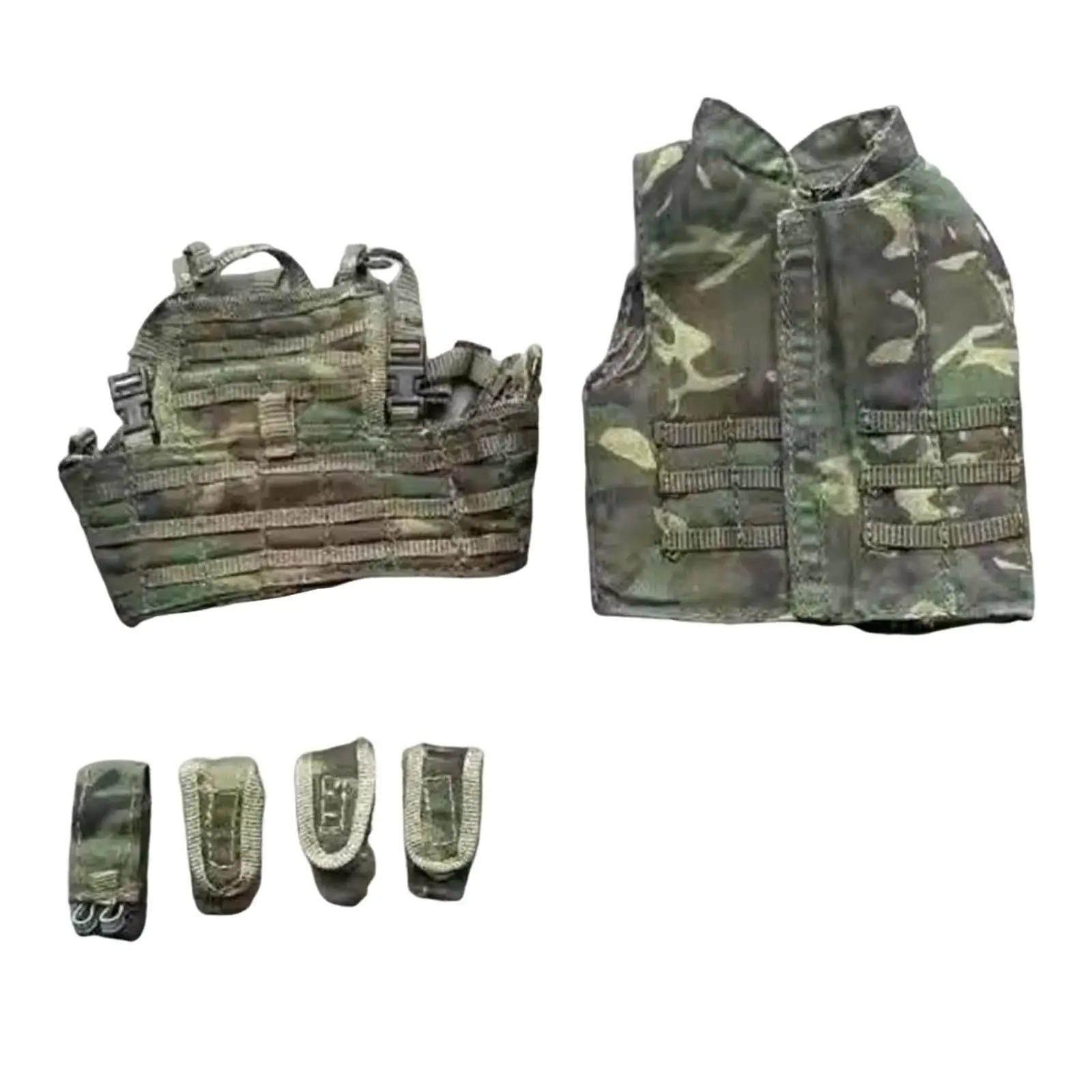 1/6 Scale Male Doll Clothes Jungle Vest Classic with 4 Front Chest Pouches for 12inch Action Figures Accessory Body Dress up Toy