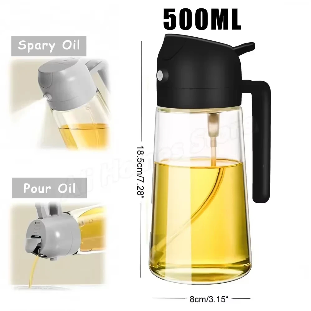 500ml 2 in 1 Spray Oil Sprayer Oil Dispenser Oil Jar for BBQ Kitchen Baking Air Frying Pan Oven Roasting Picnic Kitchen Tool image 3