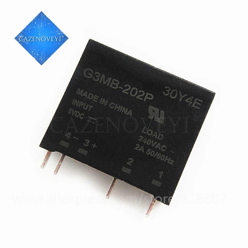 10pcs/lot G3MB-202P G3MB-202PL DC-AC PCB SSR In 5VDC,Out 240V AC 2A In Stock