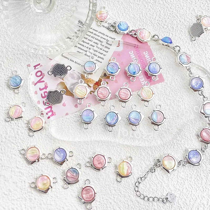 8 قطع من سبائك ثنائية اللون، حلقة معلقة مزدوجة، قلادة توصيل DIY لتصنيع مجوهرات الأزياء والسوار وإكسسوارات القلادة