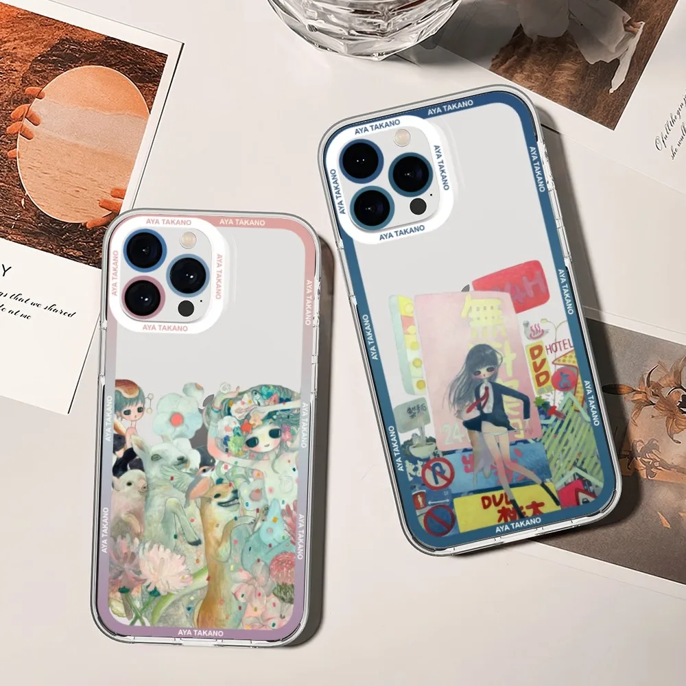 Aya Takano Art Phone Case For Xiaomi Redmi Note 7 8 9 10 11 Pro Max Transparent Border Shell