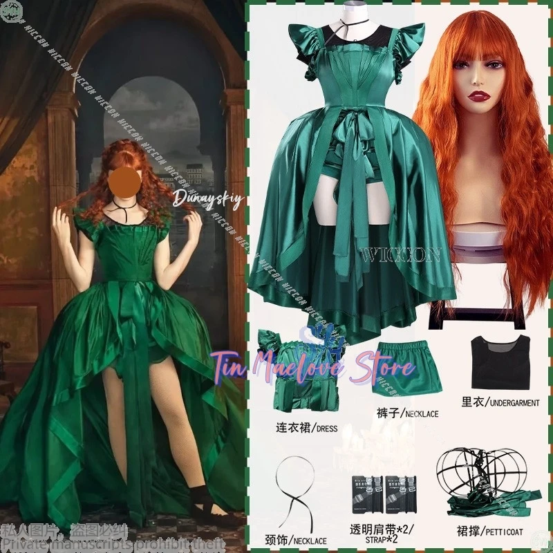 

Never Anime Movie More Cosplay Halloween Ball 코스프레 의상 Agnes Dead Dance Uniform Goth Green Evening Dress Jirai Kei Girls Lolita