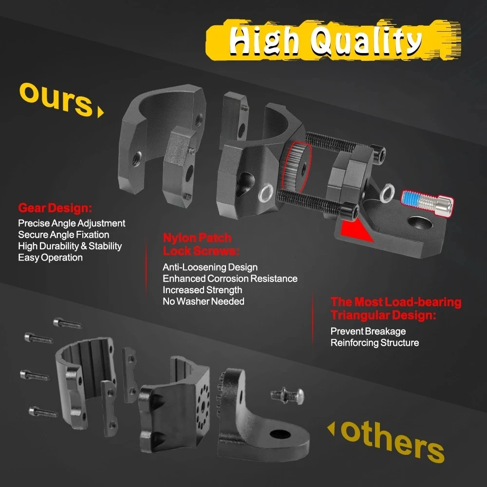 2PCS Aluminium Alloy Motorcycle Headlight Clamps Brackets UTV Whip Light Flag Mount Solid Heavy Duty Roll Bar Clamp Lamp Mount