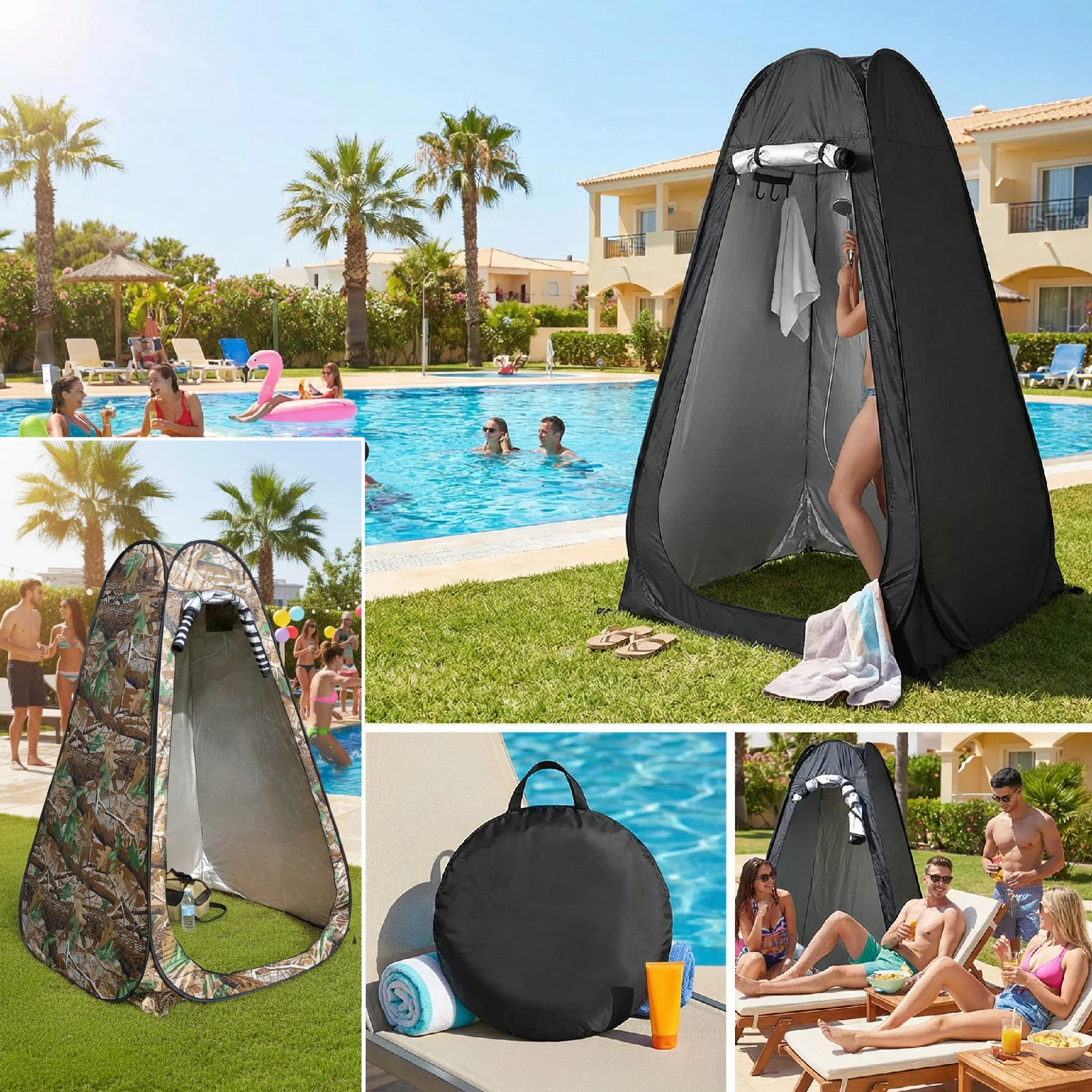 Portable Pop-Up Privacy Tent Outdoor Shower Camping Toilet Rain Shelter Easy Setup Foldable with Storage Bag
