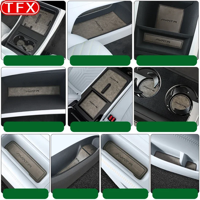 For AVATR 11 2023 2024 Car Door Groove Mat Slot Cushion Water Cup Storage Box Anti Slip Pad Central Control Storage Accessories