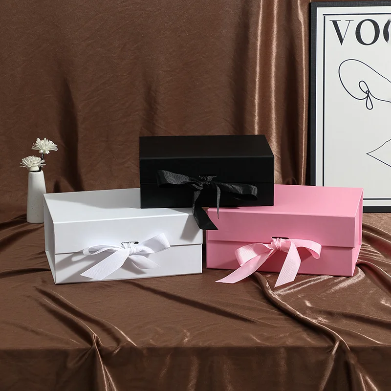 1 Pcs Free Custom Logo Wedding Gifts Paper Ribbon Box Package Birthday Party Favor Paper Cardboard Box Women Wig Box Scarf Box