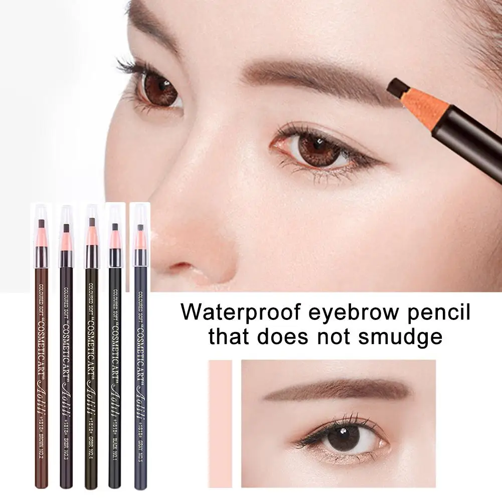 Threaded Eyebrow Pencil Is Waterproof, Sweatproof And Does Not Smudge, Genuine Wooden Hard-core Eyebrow Powder For Makeup A V4I1