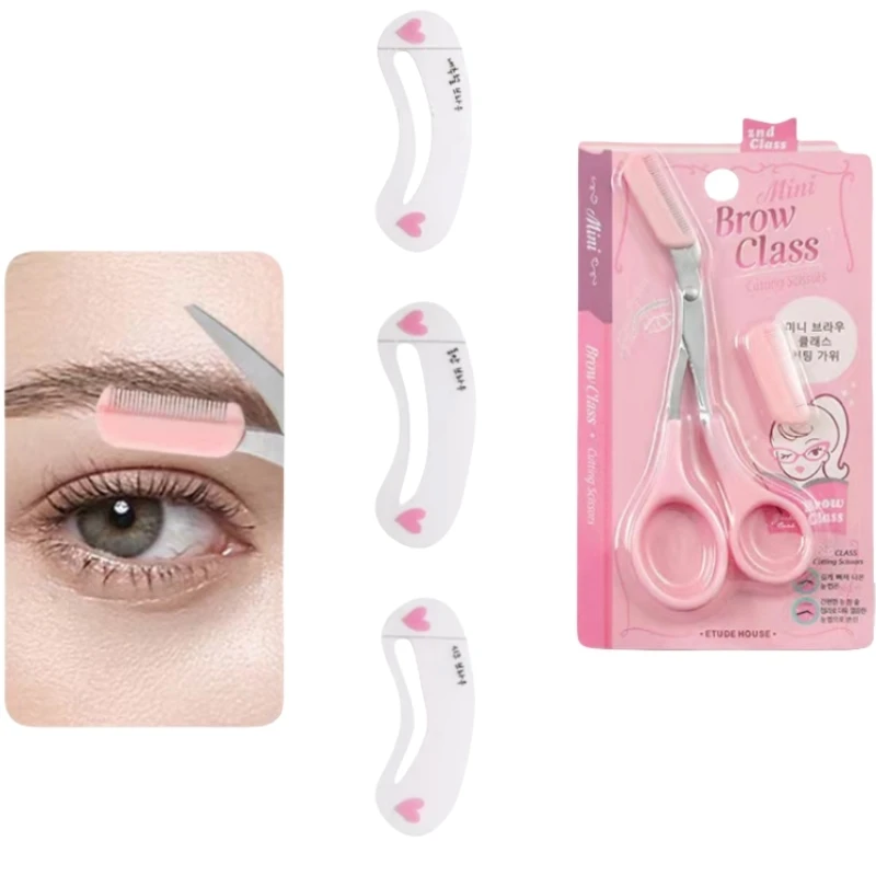 Tijeras recortadoras de cejas portátiles de acero con peine, juego de plantillas para cejas de 6 uds., plantillas de maquillaje de ojos 3d, plantilla para cejas reutilizable
