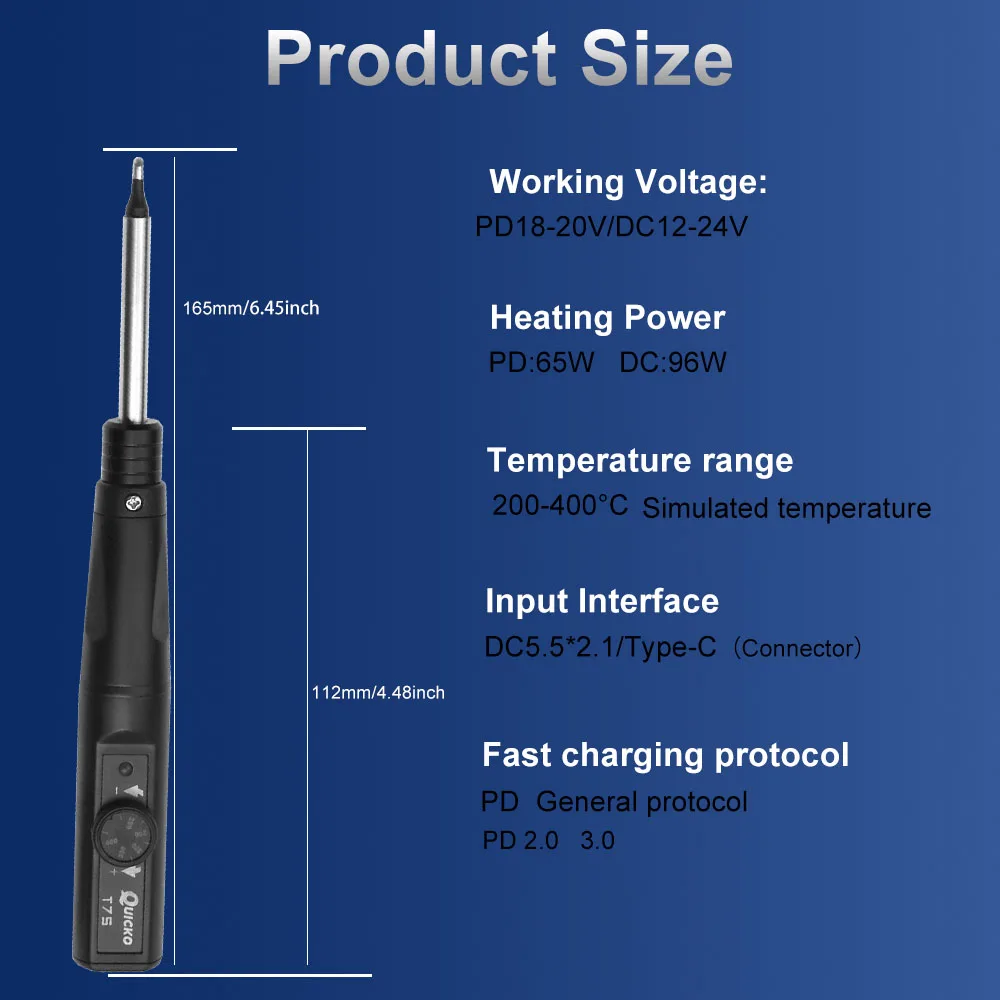 Kit saldatore elettrico Quicko T75 96W strumento di riparazione saldatura stazione di rilavorazione a saldare matita termica punte di ferro a