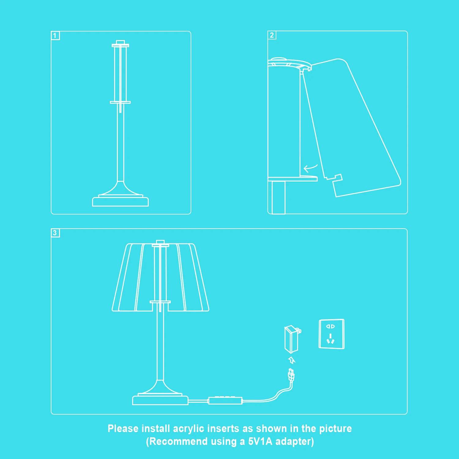 Bedroom bedside table lamp USB plug adjustable DIY acrylic design LED light 3 colors optional night light